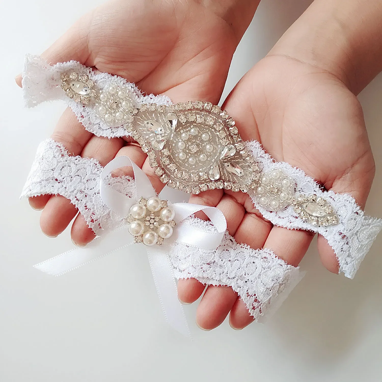 Garter Belt Set - Set 2 buah, warna putih, hiasan